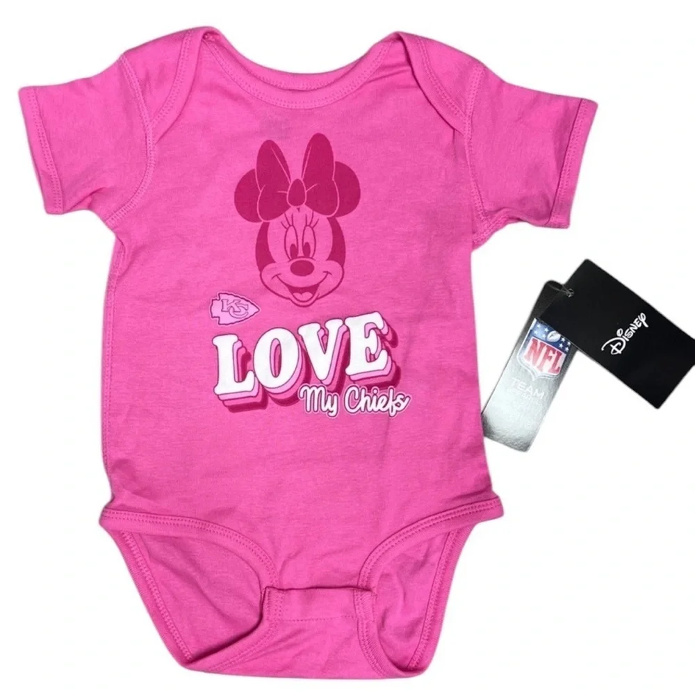 Disney NWT NFL Minnie Mouse “Love My Kansas City Chiefs” Cotton Bodysuit 18 m